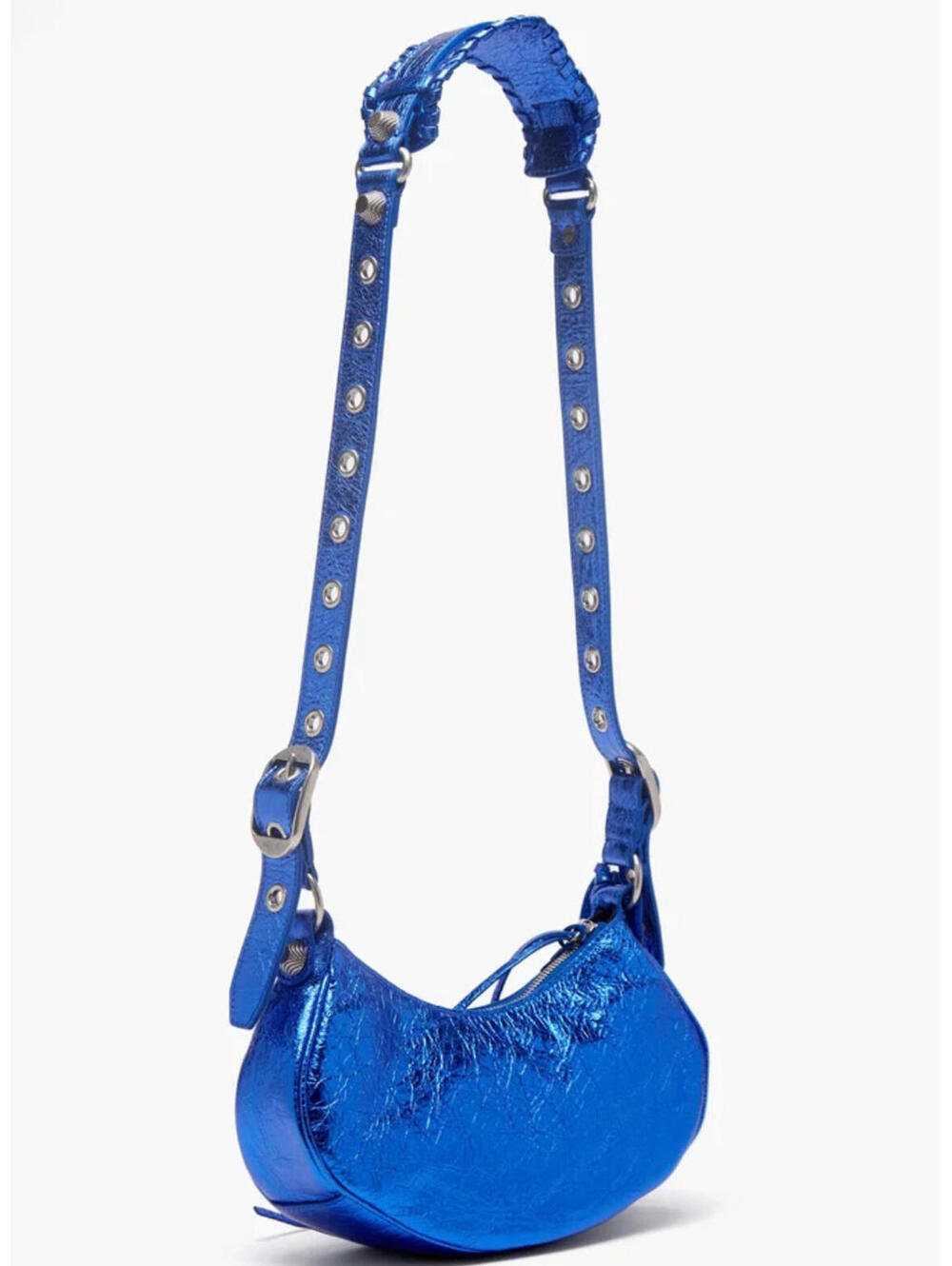 NWT $2650 Balenciaga Le Cagole 671309 Metallic Blue Leather XS Shoulder Bag - Picture 10 of 15